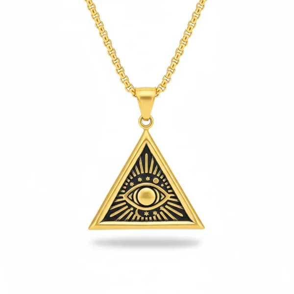 Collier homme en acier inoxydable avec pendentif étoile de Salomon - Doré