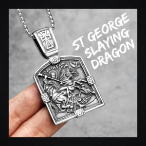 Collier homme acier - Saint-Michel - Saint-Georges dragon