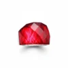 Bague homme acier - cristal gothique - Rouge