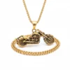 Collier homme acier - Route 66 - chopper doré