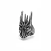 Bague homme acier - tête de crâne biker - roi-liche