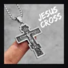 Collier homme acier - Croix INRI - crucifix argenté