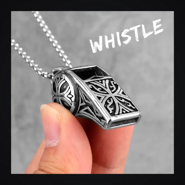 Collier homme acier - Sifflet vintage