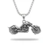 Collier homme acier - Moto - chopper argenté