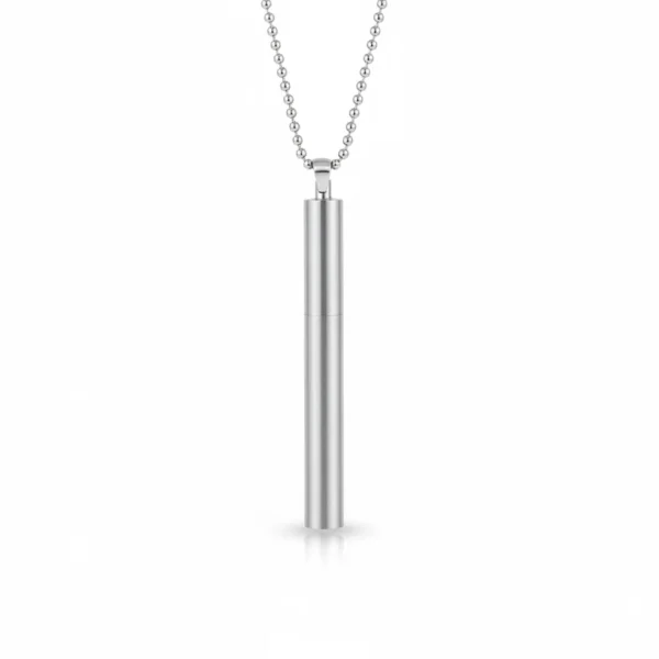Collier homme acier - Pendentif etui - étui argenté