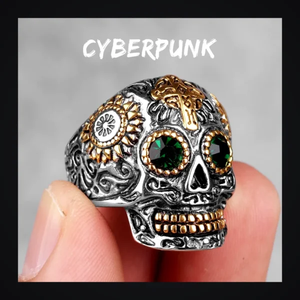 Bague homme acier - Crane et croix - Skull