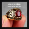 Bague homme acier - aigle biker à strass - pierre rouge (doré)