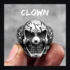 Bague homme acier - crâne gothique rétro - crâne de clown (Argenté)