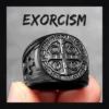 Seee73c201b2d42f688afb7cff4f5c5747-1 Bague homme acier - Croix Saint-Benoit - Noir