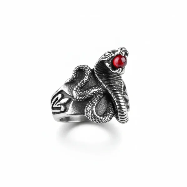Bague homme acier - aigle, dragon ou serpent - serpent cobra