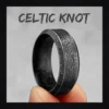 Bague homme acier - runes vikings - nœud celtique (Noir)